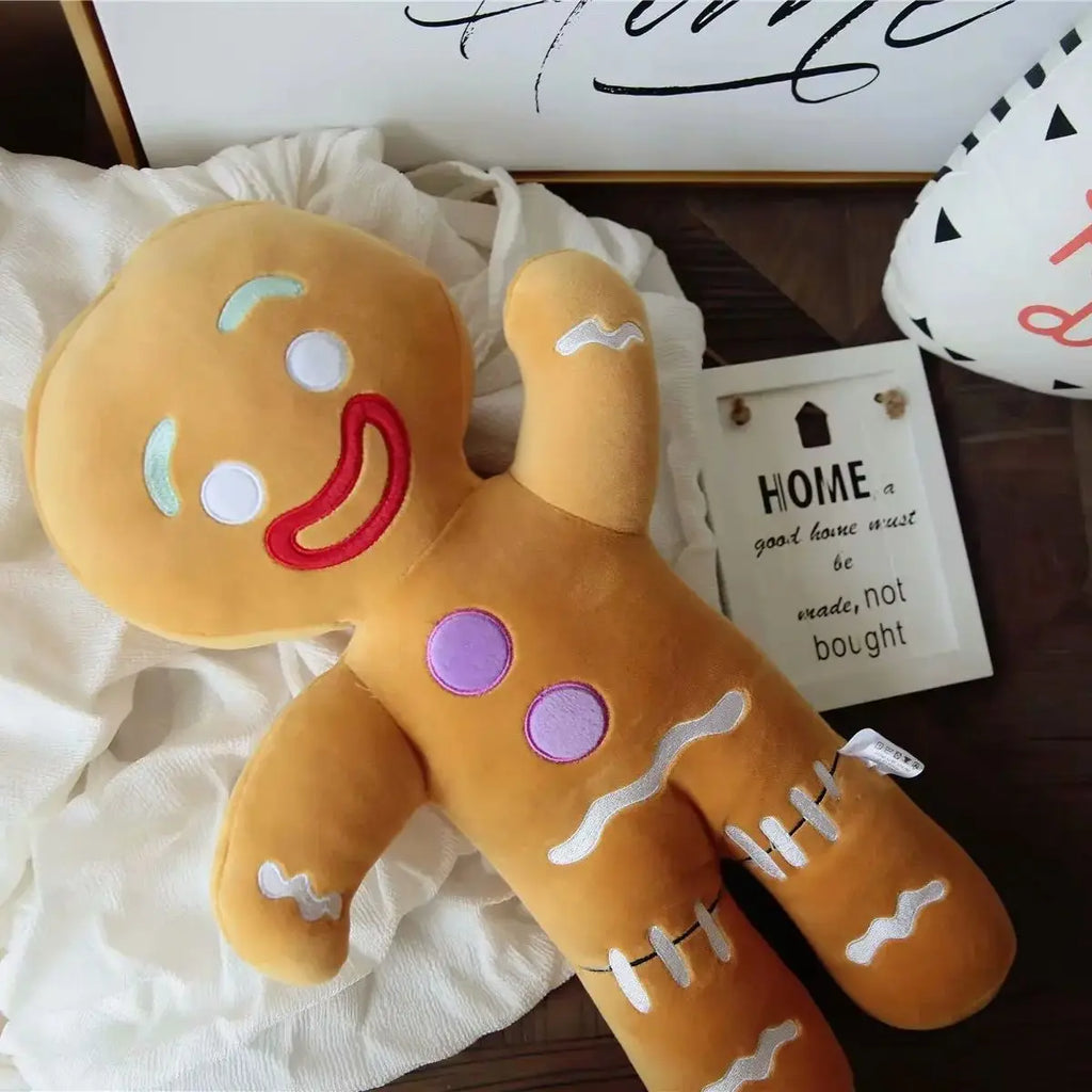Gingerbread Man Christmas Plush Toy – Soft Stuffed Cookie Doll for Kids