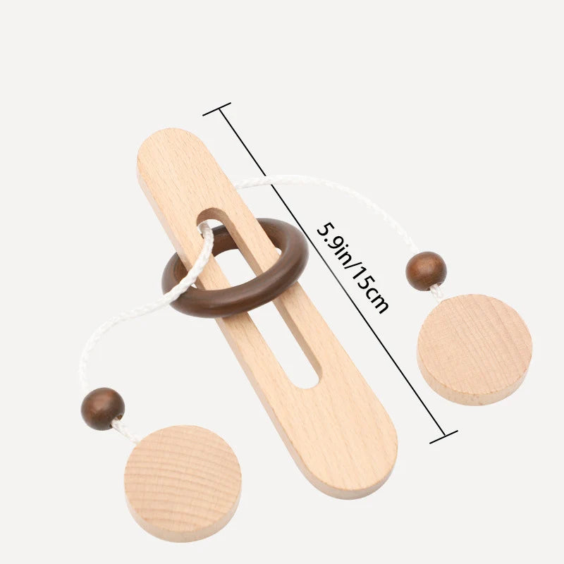 Wooden Ring Unlocking Game | Magic Ring Kongming Lock Puzzle Toy